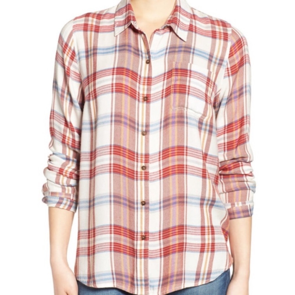 LUCKY BRAND Bungalow Plaid button back shirt